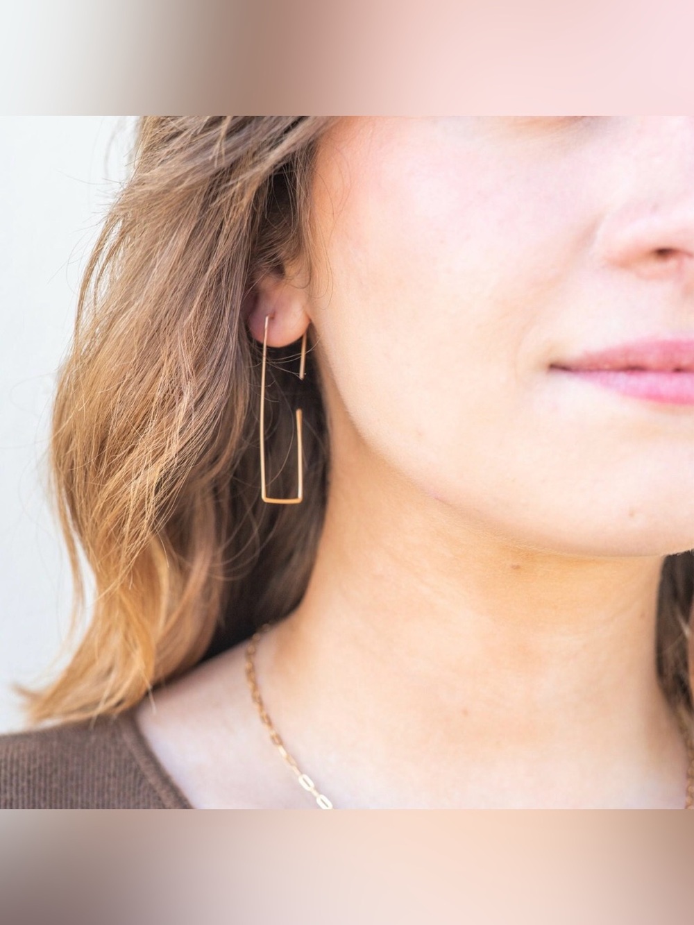 Rectangle 925 Sterling Silver Hoop Earrings